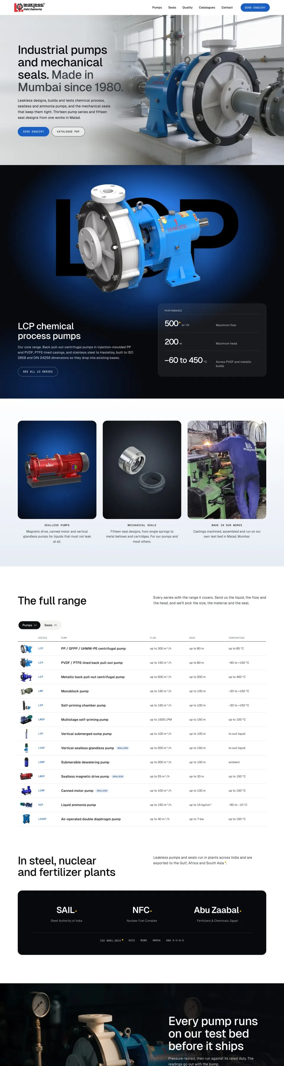 Screenshot of the Leakless homepage, version a