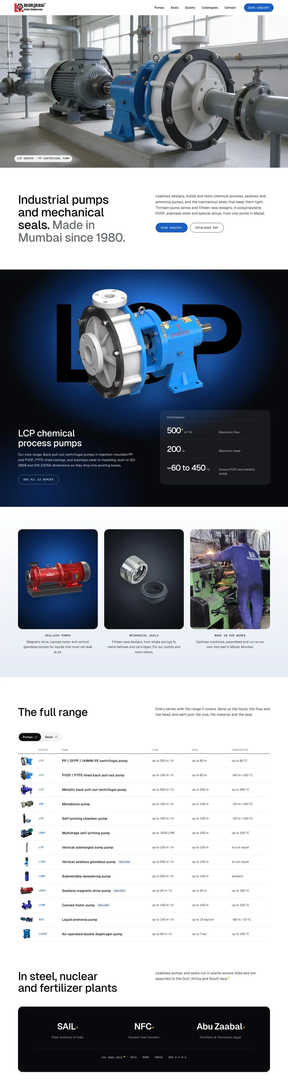 Screenshot of the Leakless homepage, version a