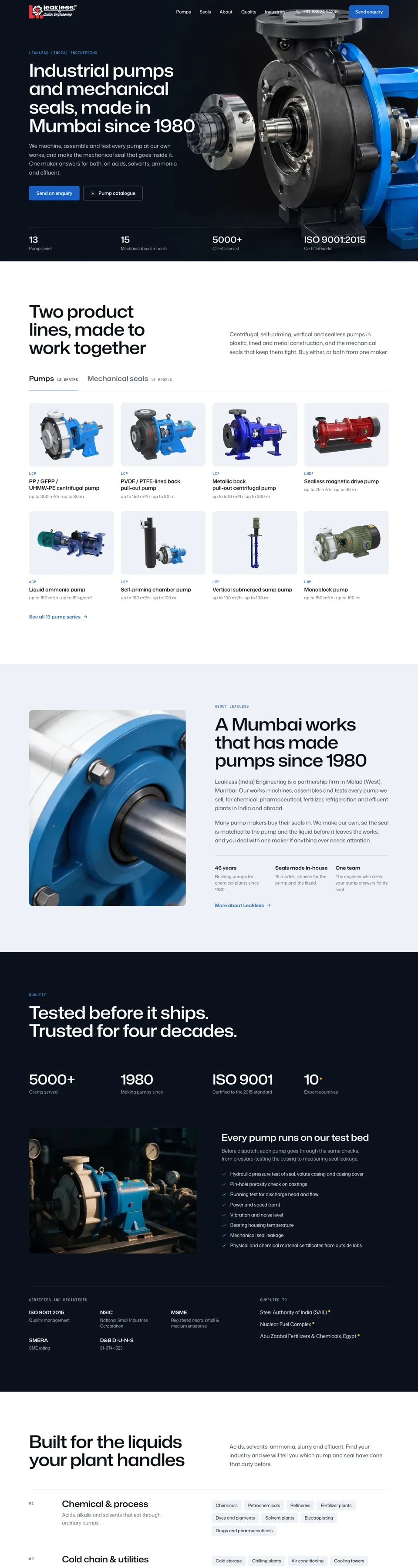 Screenshot of the Leakless homepage, version c